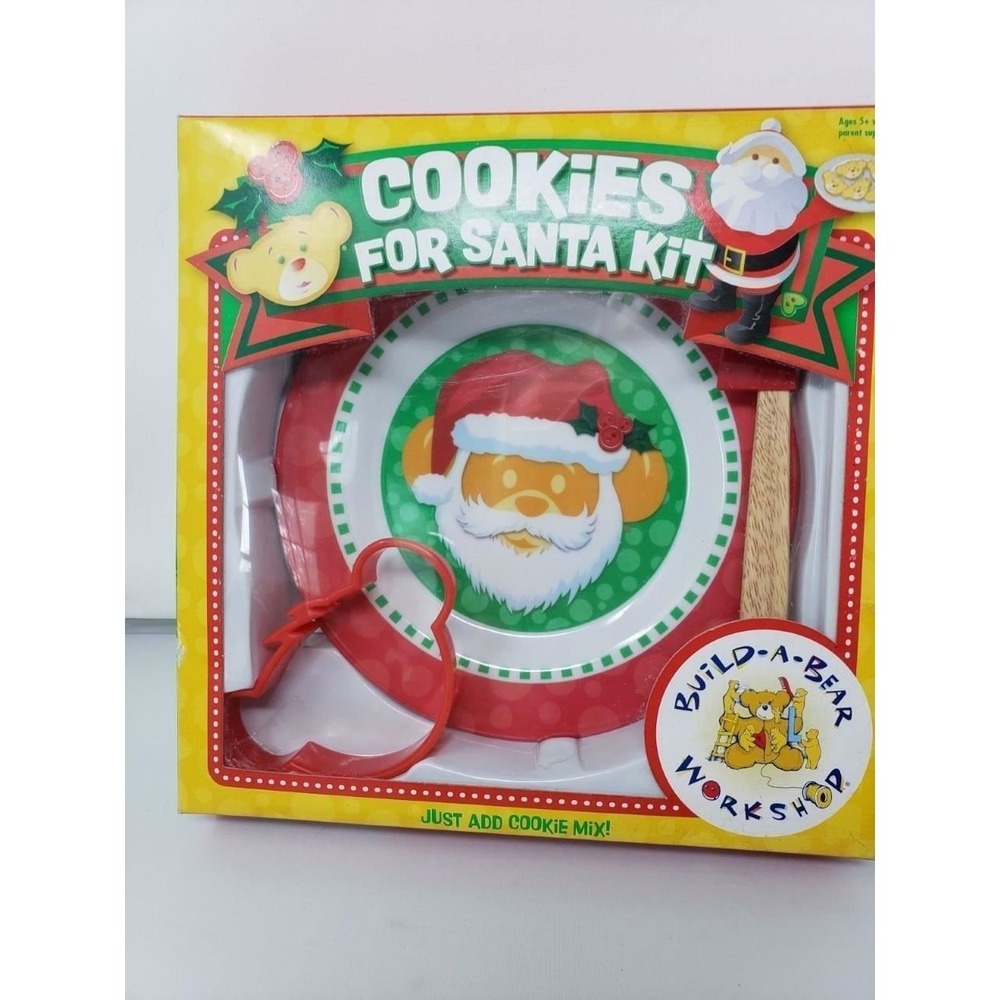 New in box Build‎ a bear Cookies for Santa kit plate cookie cutter spatula